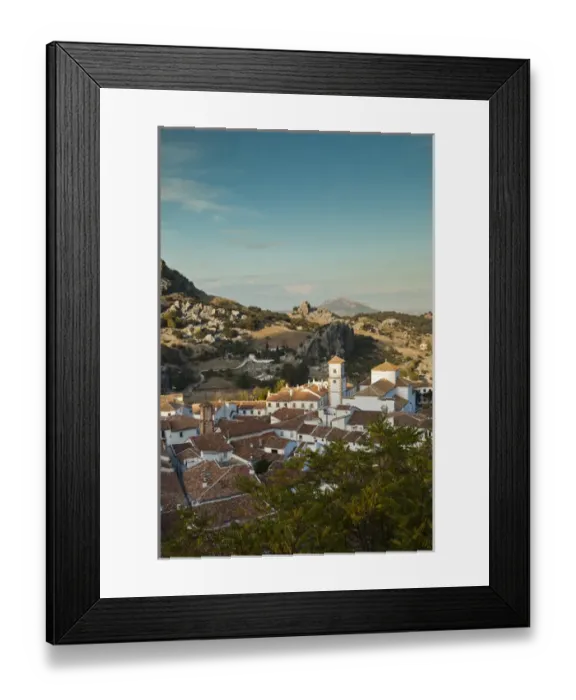 Framed Print : Spain, Andalucia Region, Cadiz Province, Grazalema, elevated view of an Andalucian white village Framed Print : Spain, Andalucia Region, Cadiz Province, Grazalema, elevated view of an Andalucian white village