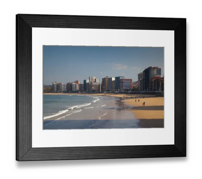 Framed Print : Spain, Asturias Region, Asturias Province, Gijon, buildings along Playa de San Lorenzo beach Framed Print : Spain, Asturias Region, Asturias Province, Gijon, buildings along Playa de San Lorenzo beach
