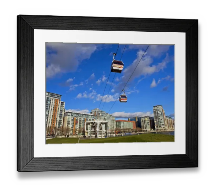 Framed Print : Europe, United Kingdom, England, London, Royal Victoria Dock. The Emirates Air Line