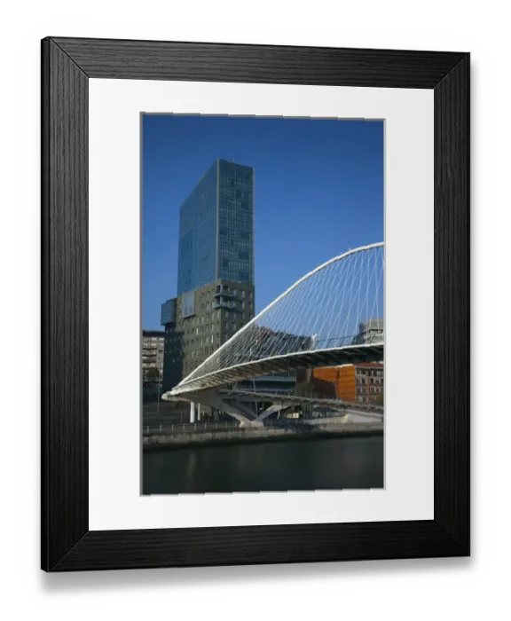 Framed Print : Spain, Basque Country Region, Vizcaya Province, Bilbao, The Zubizuri Bridge, architect