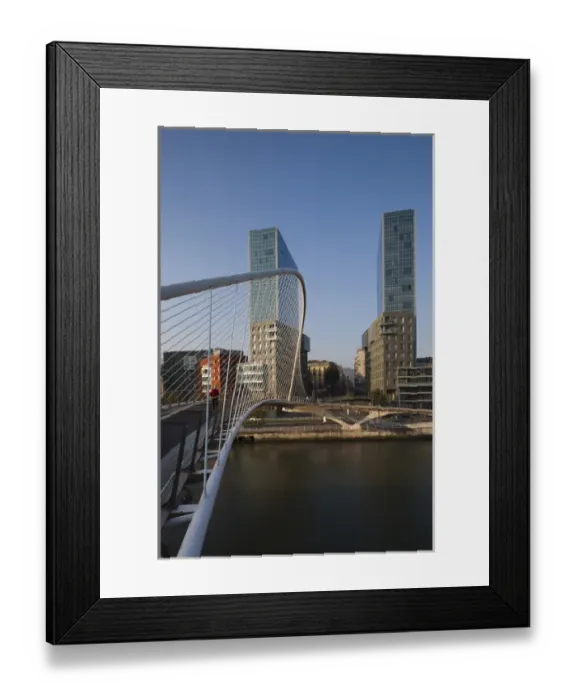 Framed Print : Spain, Basque Country Region, Vizcaya Province, Bilbao, The Zubizuri Bridge, architect Framed Print : Spain, Basque Country Region, Vizcaya Province, Bilbao, The Zubizuri Bridge, architect