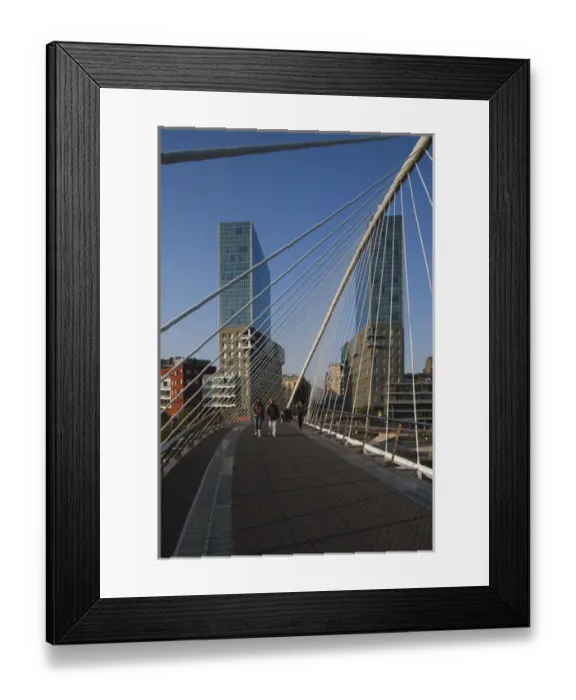 Framed Print : Spain, Basque Country Region, Vizcaya Province, Bilbao, The Zubizuri Bridge, architect Framed Print : Spain, Basque Country Region, Vizcaya Province, Bilbao, The Zubizuri Bridge, architect