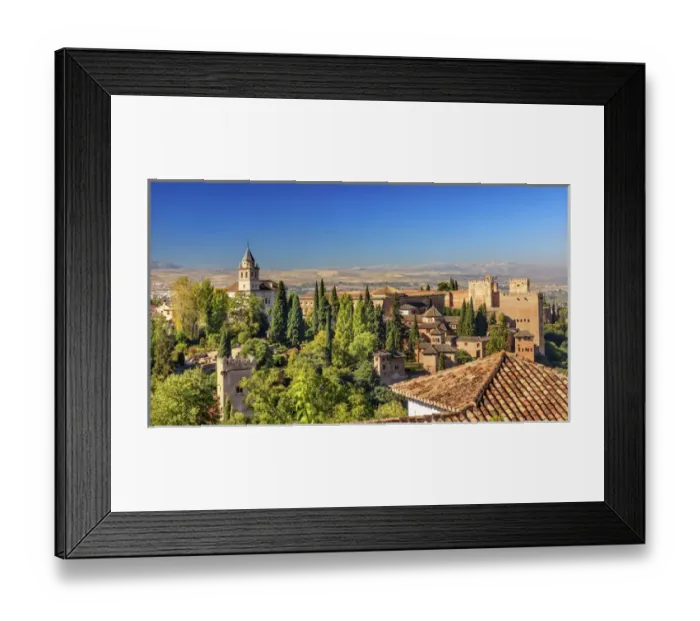 Framed Print : Alhambra Castle Tower Walls Cityscape Churches Granada Andalusia Spain Framed Print : Alhambra Castle Tower Walls Cityscape Churches Granada Andalusia Spain