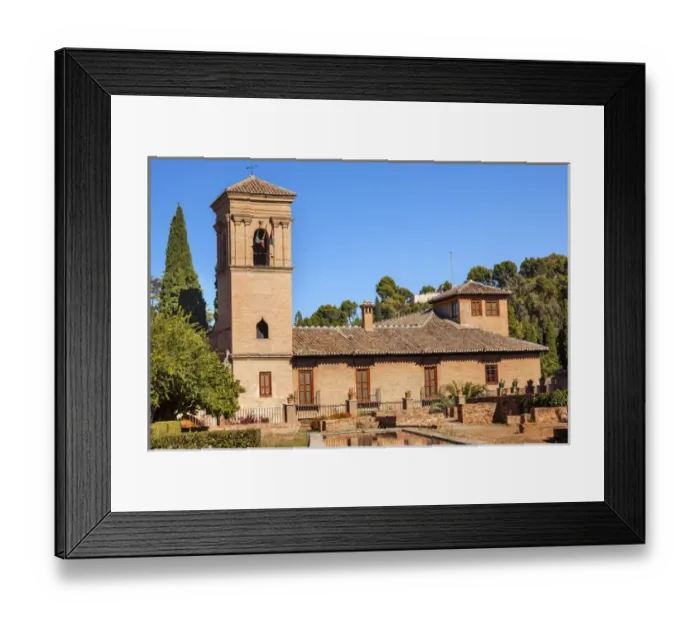 Framed Print : Alhambra Stone Building Garden Pool Reflection Granada Andalusia Spain Framed Print : Alhambra Stone Building Garden Pool Reflection Granada Andalusia Spain