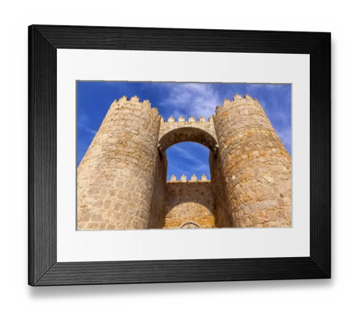 Framed Print : Castle Town Walls Arch Gate Avila Castile Spain. Described as the most 16th century town in Spain