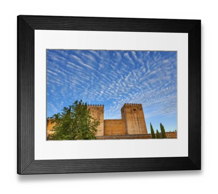 Framed Print : Alhambra Castle Walls Morning Sky Cityscape Granada Andalusia Spain Framed Print : Alhambra Castle Walls Morning Sky Cityscape Granada Andalusia Spain