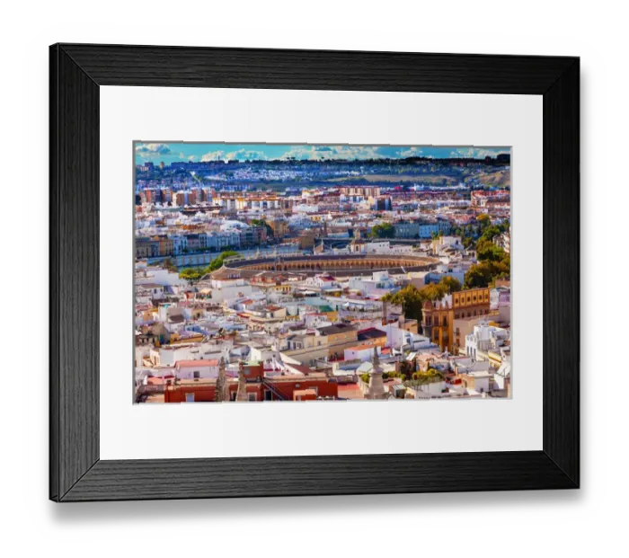 Framed Print : Cityscape, City View, Bull Ring, from Giralda Spire, Bell Tower, Seville Cathedral Framed Print : Cityscape, City View, Bull Ring, from Giralda Spire, Bell Tower, Seville Cathedral