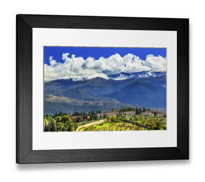 Framed Print : Alhambra Farm Sierra Nevada Mountains Granada Andalusia Spain