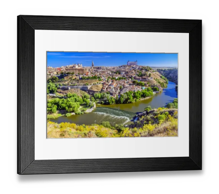 Framed Print : is Alcazar Fortress Churches Cathedral Medieval City Tagus River Toledo Spain