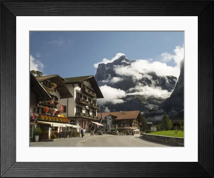 Framed Print : Switzerland, Bern Canton, Grindelwald, Street scene with the Wetterhorn Framed Print : Switzerland, Bern Canton, Grindelwald, Street scene with the Wetterhorn