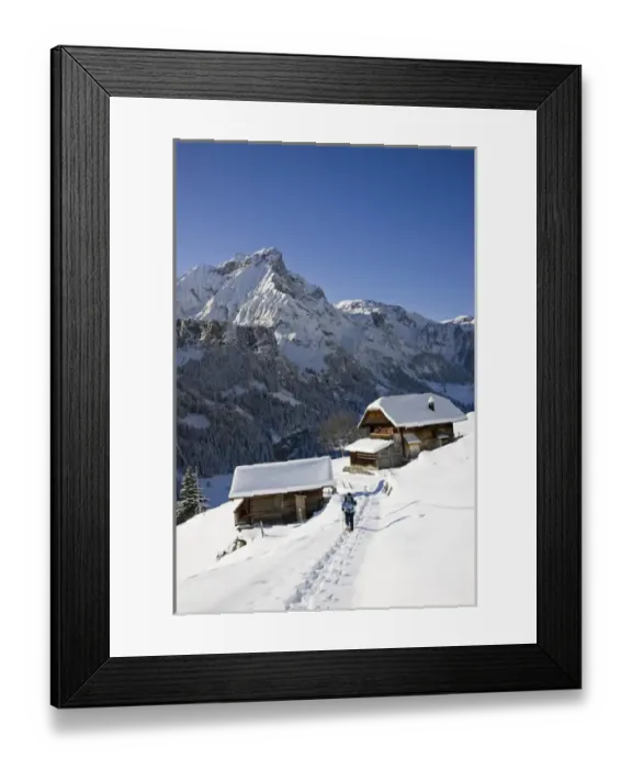 Framed Print : Snowshoeing in Griesalp and Steineberg in deep snow in Kiental Framed Print : Snowshoeing in Griesalp and Steineberg in deep snow in Kiental