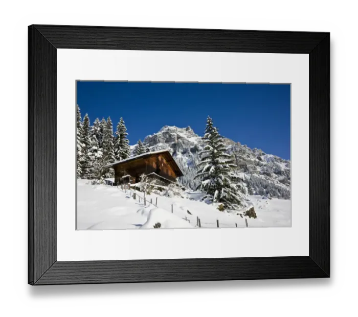 Framed Print : Griesalp and Steineberg in deep snow in Kiental, Switzerland Framed Print : Griesalp and Steineberg in deep snow in Kiental, Switzerland