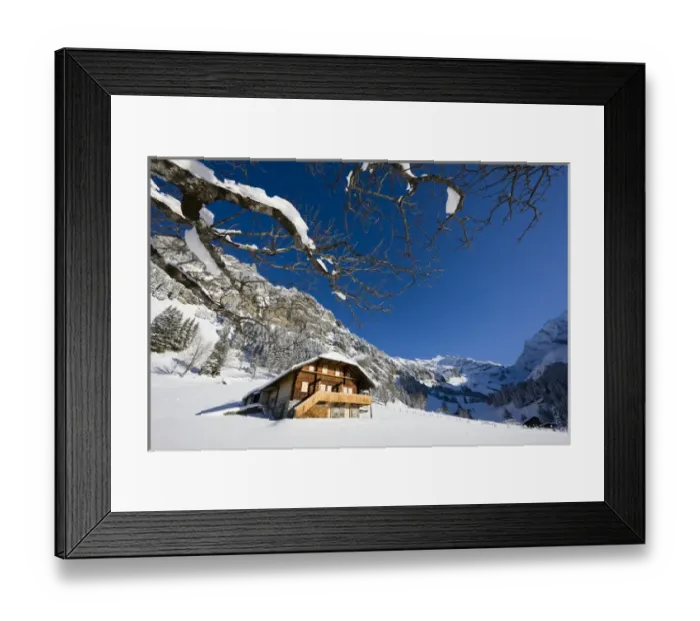 Framed Print : Griesalp and Steineberg in deep snow in Kiental, Switzerland