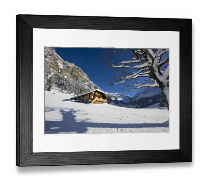 Framed Print : Griesalp and Steineberg in deep snow in Kiental, Switzerland