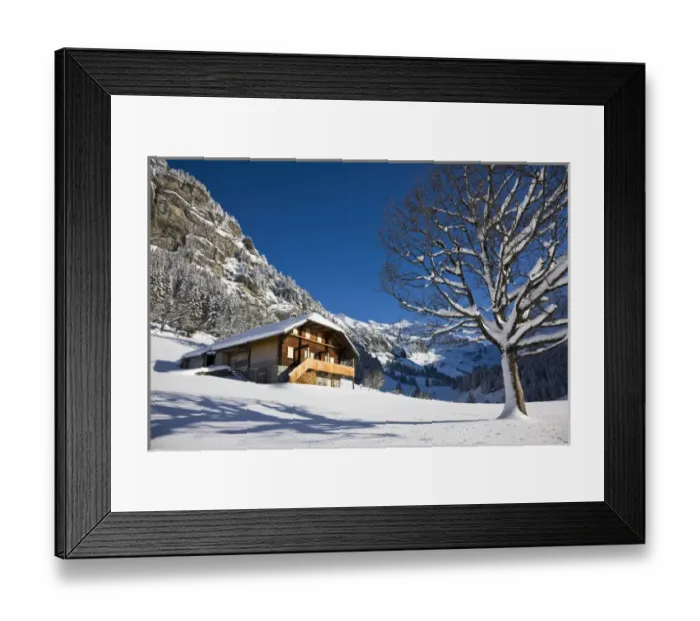 Framed Print : Griesalp and Steineberg in deep snow in Kiental, Switzerland