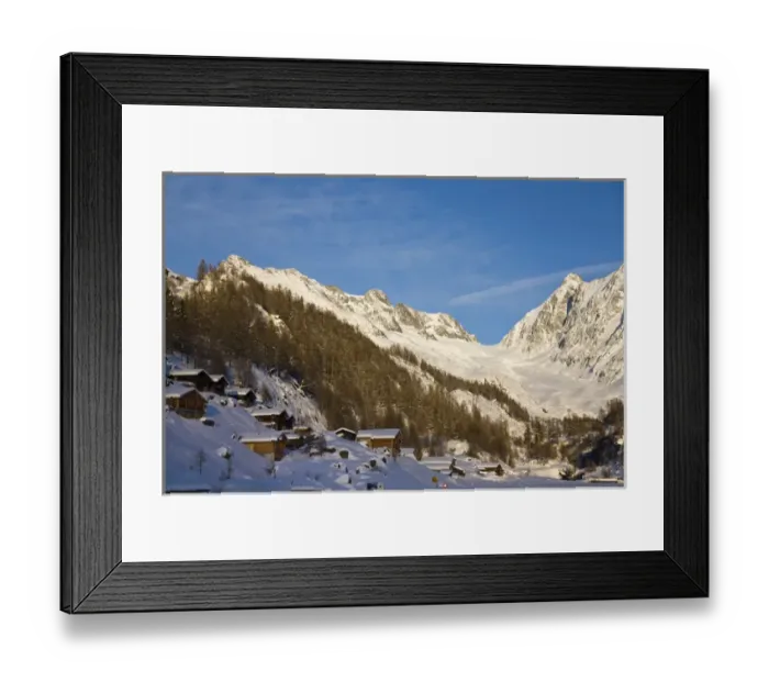 Framed Print : Winter landscape with the Fafleralp in the Loetschental (Valais) Framed Print : Winter landscape with the Fafleralp in the Loetschental (Valais)