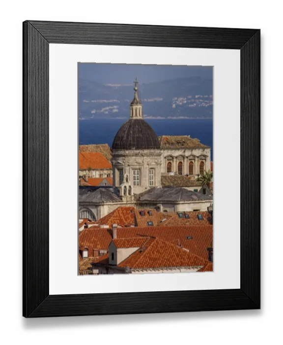 Framed Print : Europe, Croatia, Dubrovnik, red tiled rooftops