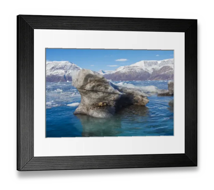 Framed Print : Greenland. Scoresby Sund. Gasefjord. Krogen. Dirty iceberg from the bottom of a glacier Framed Print : Greenland. Scoresby Sund. Gasefjord. Krogen. Dirty iceberg from the bottom of a glacier