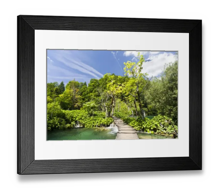 Framed Print : The Plitvice Lakes in the National Park Plitvicka Jezera in Croatia. Typical plank path Framed Print : The Plitvice Lakes in the National Park Plitvicka Jezera in Croatia. Typical plank path