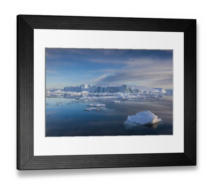 Framed Print : Greenland, Disko Bay, Ilulissat, floating ice at sunset