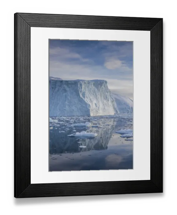 Framed Print : Greenland, Disko Bay, Ilulissat, floating ice at sunset