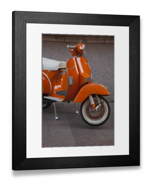 Framed Print : Spain, Asturias Region, Asturias Province, Llanes, Vespa motor scooter