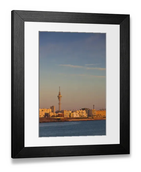Framed Print : Spain, Andalucia Region, Cadiz Province, Cadiz, waterfont view, sunset