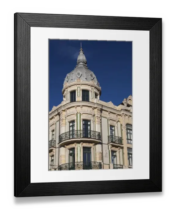 Framed Print : Spain, Asturias Region, Asturias Province, Llanes, harborfront buildings