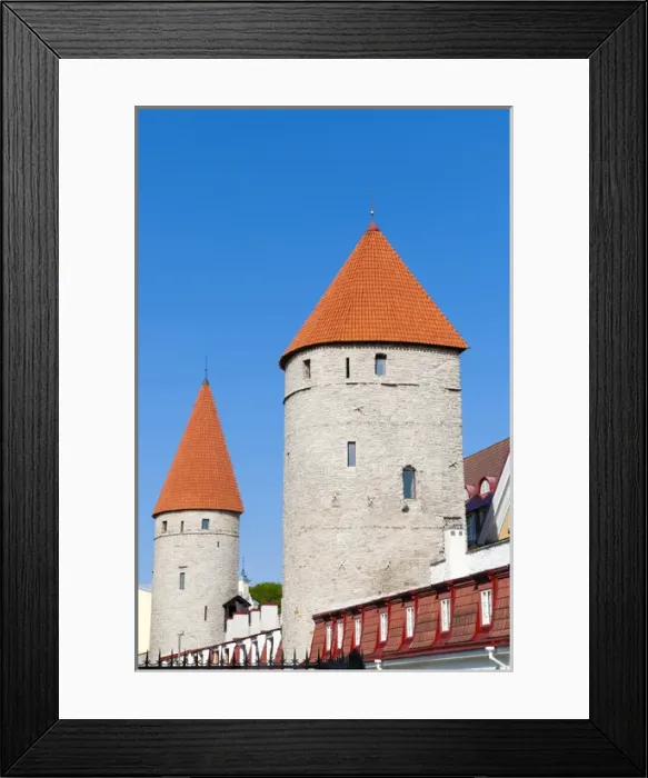 Framed Print : The old city walls of the Old Town of Tallinn, UNESCO World Heritage Site, Estonia