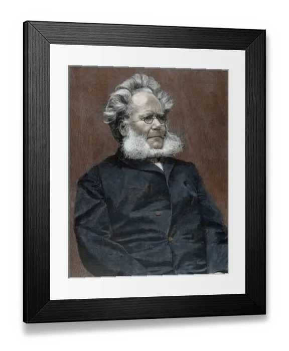 Framed Print : Ibsen, Henrik (Skien, 1828-Christiania, 1906). Norwegian writer. Colored engraving Framed Print : Ibsen, Henrik (Skien, 1828-Christiania, 1906). Norwegian writer. Colored engraving
