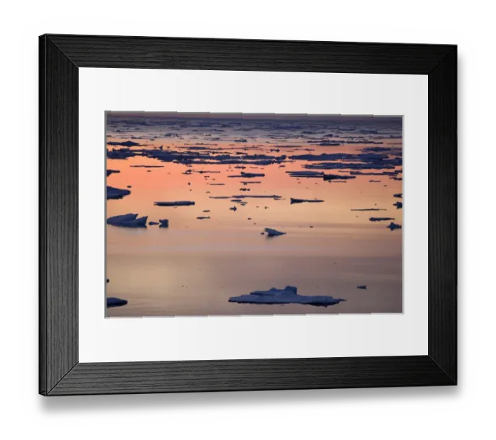Framed Print : Broken sea ice at sunset Kong Oscar Fjord East Coast of Greenland Framed Print : Broken sea ice at sunset Kong Oscar Fjord East Coast of Greenland