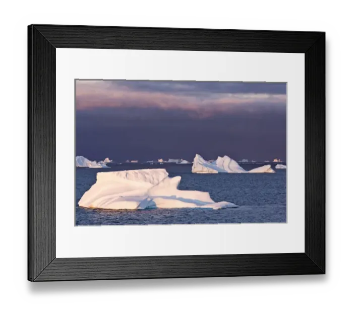Framed Print : Icebergs at sunrise Cape York Weast Coast of Greenland