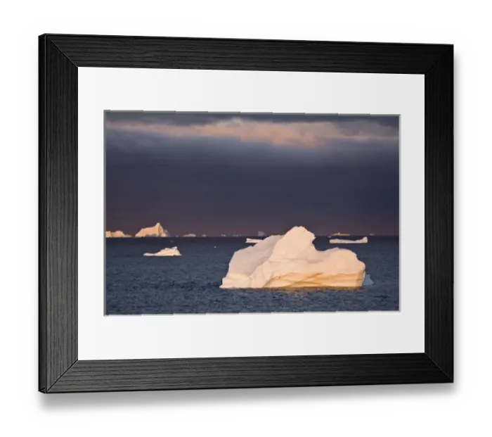 Framed Print : Icebergs at sunrise Cape York Weast Coast of Greenland