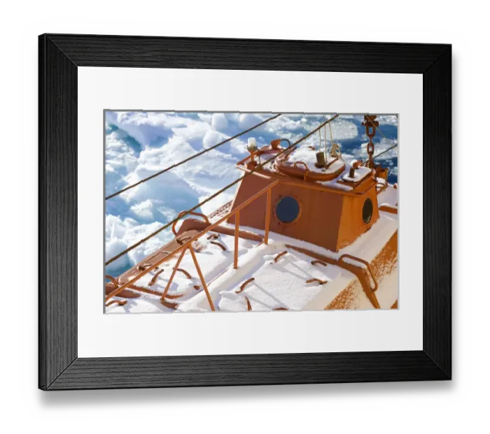 Framed Print : Life boat of the icebreabker Kapitan Khlebnikov after a snow storm Greenland Sea Framed Print : Life boat of the icebreabker Kapitan Khlebnikov after a snow storm Greenland Sea