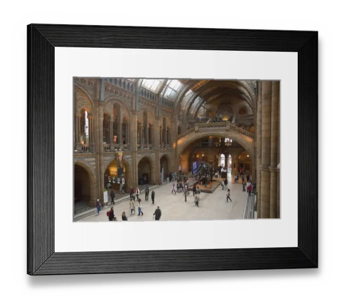 Framed Print : UK. London. Kensington. Natural History Museum. Visitors in the great hall