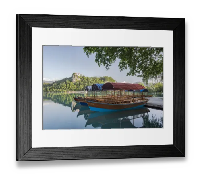 Framed Print : Slovenia, Bled, Lake Bled, Plenta Boats Framed Print : Slovenia, Bled, Lake Bled, Plenta Boats