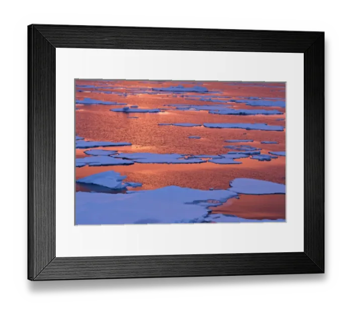 Framed Print : Sunset reflections Greenland Sea East Coast of Greenland Framed Print : Sunset reflections Greenland Sea East Coast of Greenland