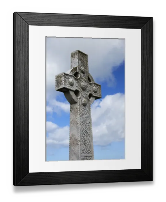 Framed Print : Europe, United Kingdom, Wales, Conwy. Celtic cross at St. Tudno churchyard on the Great Orme