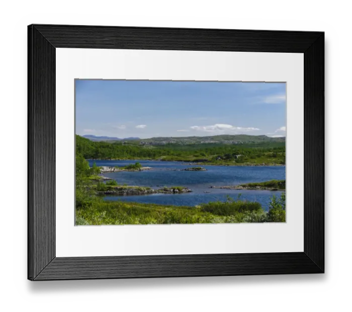 Framed Print : Sweden, Norrbotten. Sub alpine arctic lake in the mountain birch forest of northern Framed Print : Sweden, Norrbotten. Sub alpine arctic lake in the mountain birch forest of northern