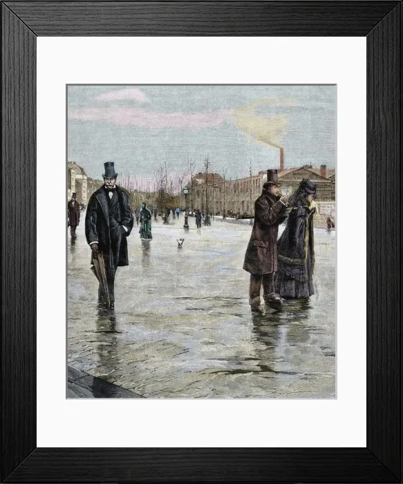 Framed Print : Returning from a funeral. Colored engraving in The Spanish and American Illustration Framed Print : Returning from a funeral. Colored engraving in The Spanish and American Illustration