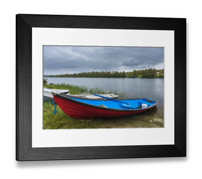 Framed Print : Sweden, Norrbotten. Boats along the Laino River in Lannavaara Framed Print : Sweden, Norrbotten. Boats along the Laino River in Lannavaara