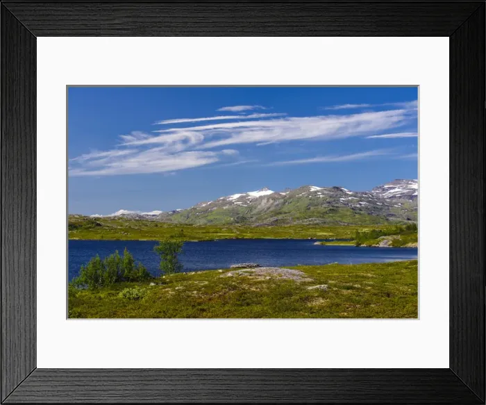 Framed Print : Sweden, Norrbotten. Alpine lake and high cirrus clouds