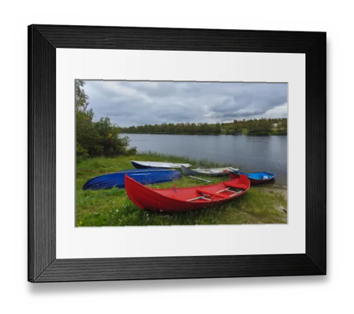 Framed Print : Sweden, Norrbotten. Boats along the Laino River in Lannavaara Framed Print : Sweden, Norrbotten. Boats along the Laino River in Lannavaara