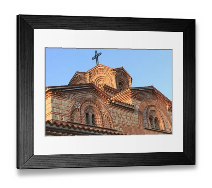 Framed Print : Republic of Macedonia, Ohrid, Lake Ohrid, Saint Panteleimon monastery on Plaosnik