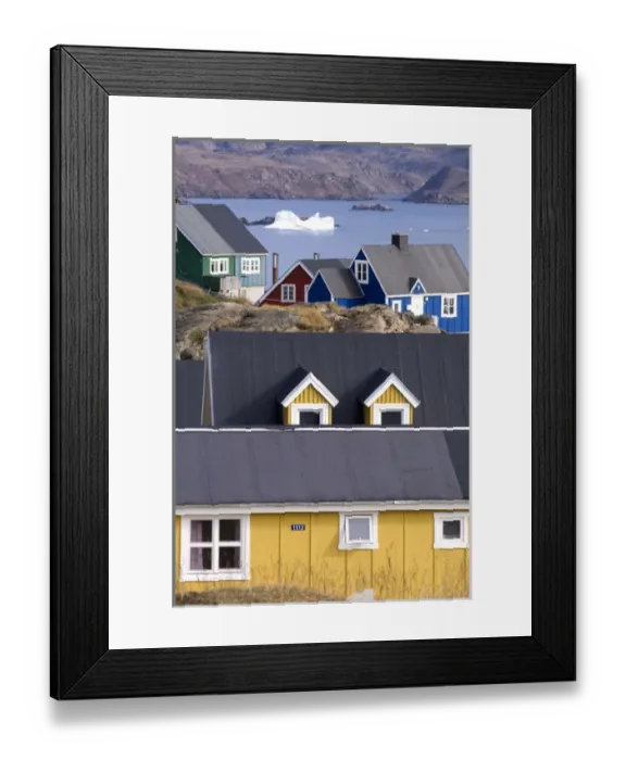 Framed Print : Traditional houses and iceberg Tasiilaq (Ammassalik) Greenland Framed Print : Traditional houses and iceberg Tasiilaq (Ammassalik) Greenland