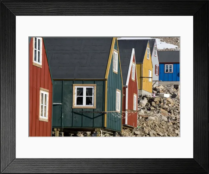Framed Print : Traditional houses Ittoqqortoormiit Scorsby Sund Greenland