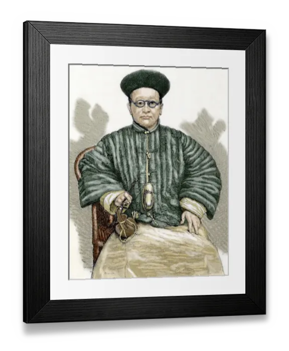Framed Print : Chinese doctor. 19th century engraving. Colored Framed Print : Chinese doctor. 19th century engraving. Colored