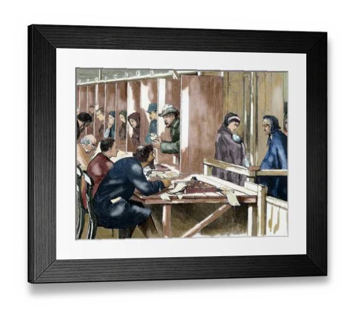 Framed Print : Distribution of tickets for soup to the needy people in the office of Windmill Street Framed Print : Distribution of tickets for soup to the needy people in the office of Windmill Street