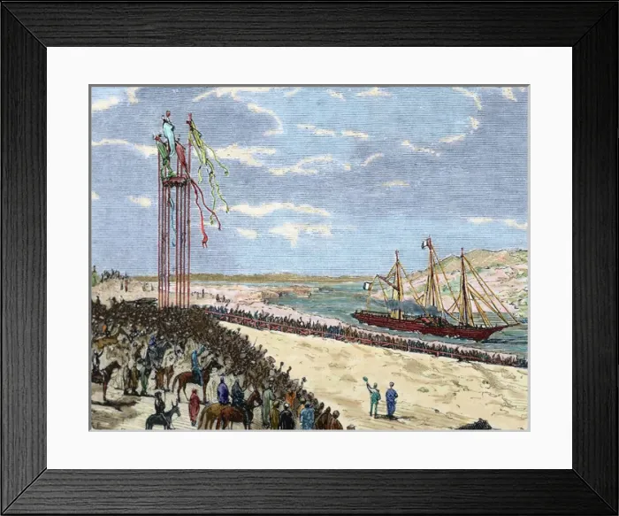Framed Print : Egypt. Isthmus of Suez. Arrival of the Eagle to Ismalia