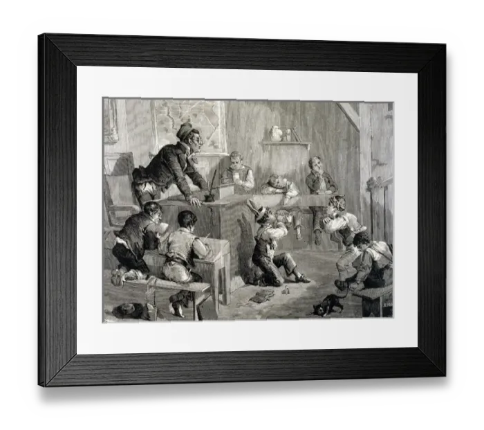 Framed Print : DISORDER IN SCHOOL. Engraving by Paris in 1878